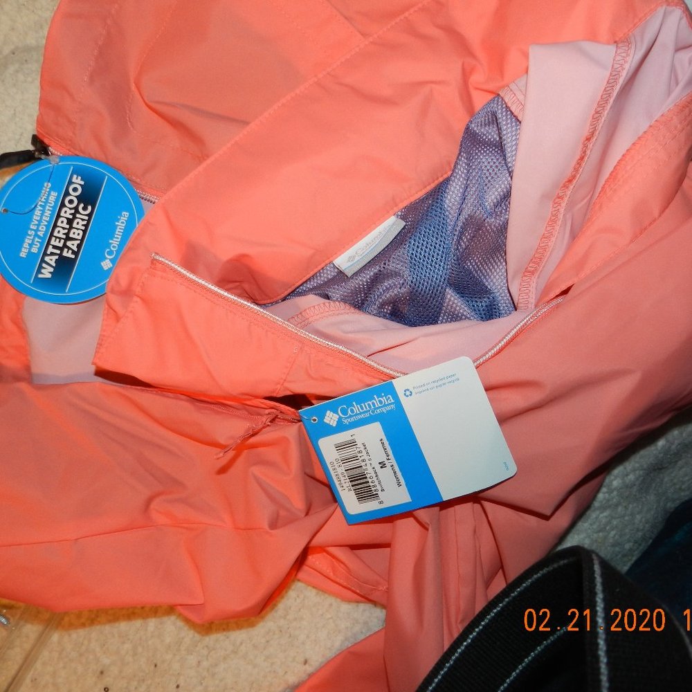 NWT Columbia Orange Waterproof Lightweight Jacket - Picture 3 of 3